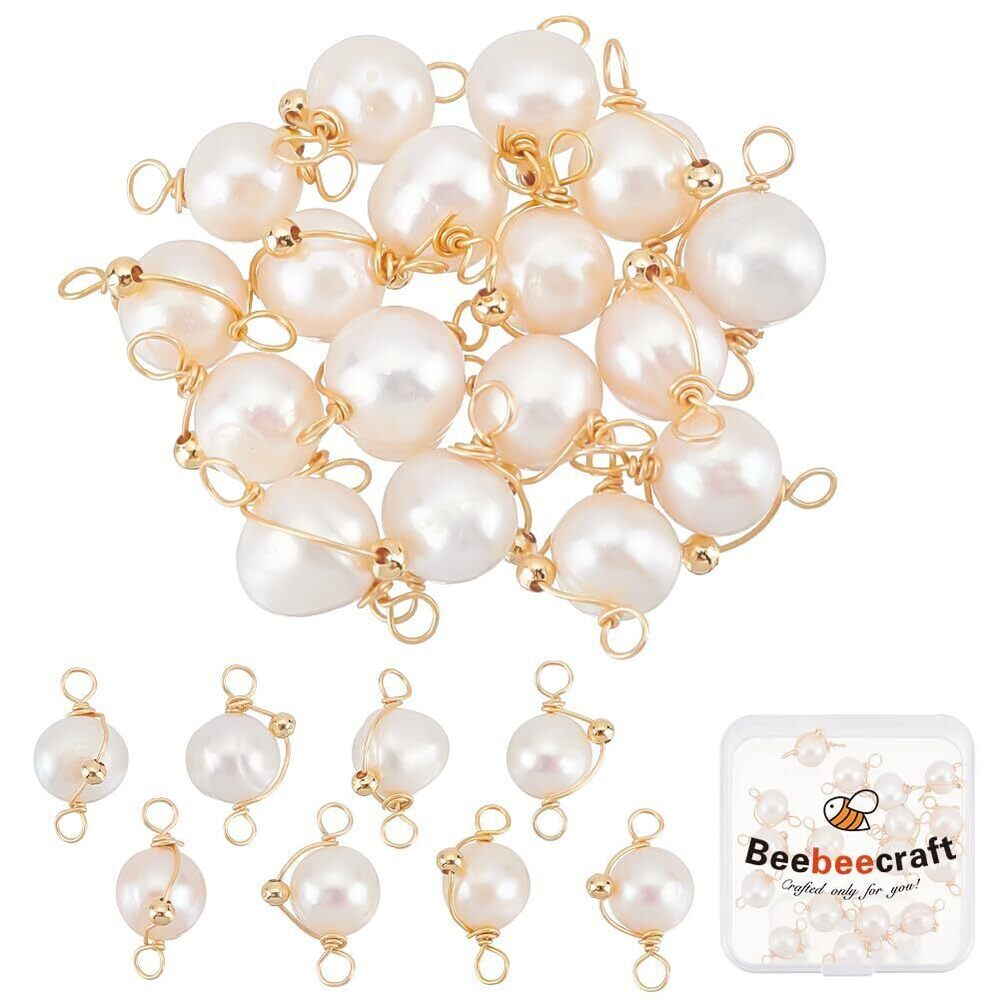 4416 1 Box 20Pcs Natural Freshwater Pearl Beads Baroque Pearls Connector